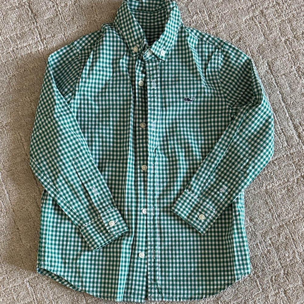 Vineyard Vines Kids Green Plaid Button Down Shirt
